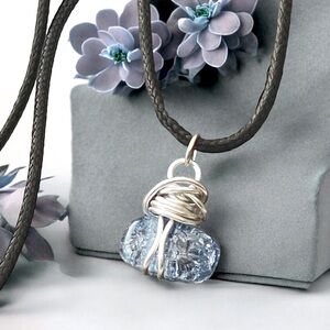 5 For $25💫Blue Crackled Quartz Bead Pendant Necklace